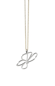 FLOWER - pendant in 18K white gold with diamonds and a 18K yellow gold chain_PE3B200191